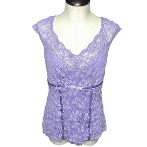 Y2K coquette lace lavender off shoulder blouse floral fairy feminine romantic S